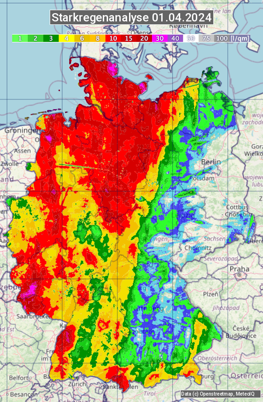 Karte mit Unwetteranalyse