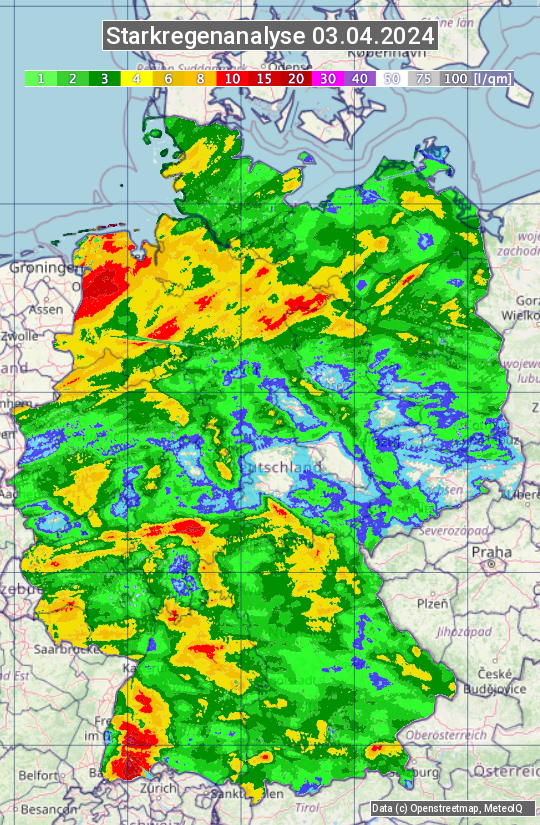 Karte mit Unwetteranalyse