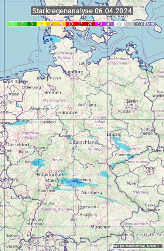 Karte mit Unwetteranalyse