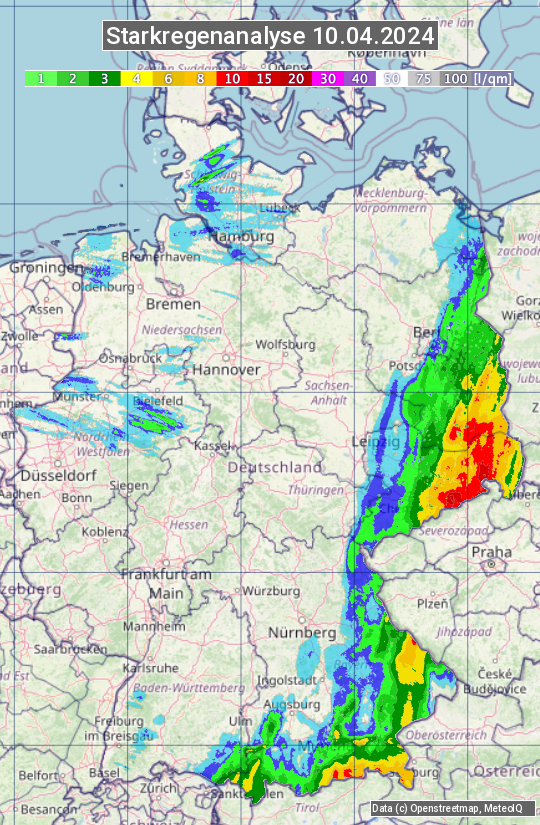 Karte mit Unwetteranalyse