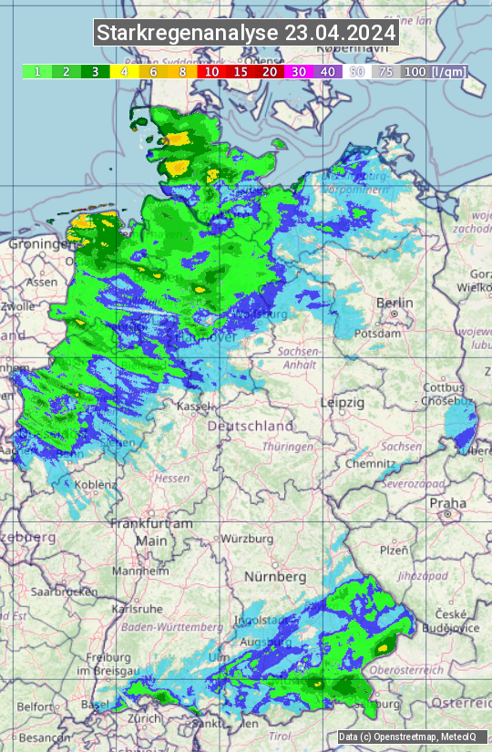 Karte mit Unwetteranalyse