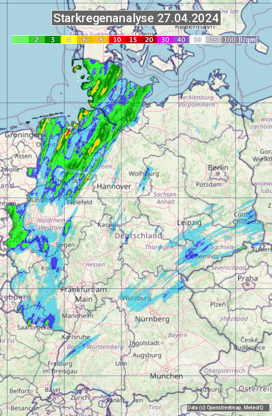 Karte mit Unwetteranalyse