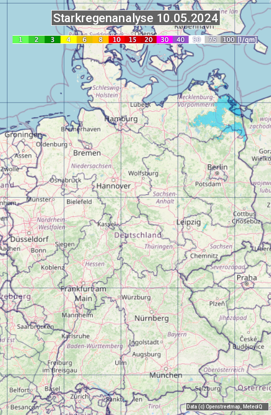 Karte mit Unwetteranalyse