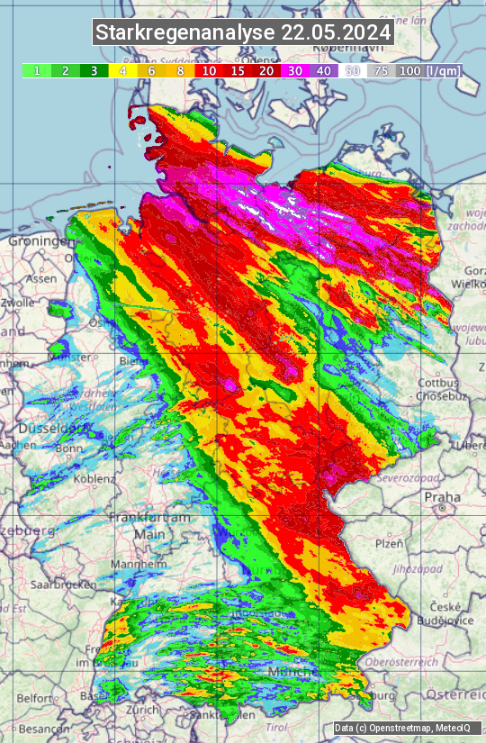 Karte mit Unwetteranalyse