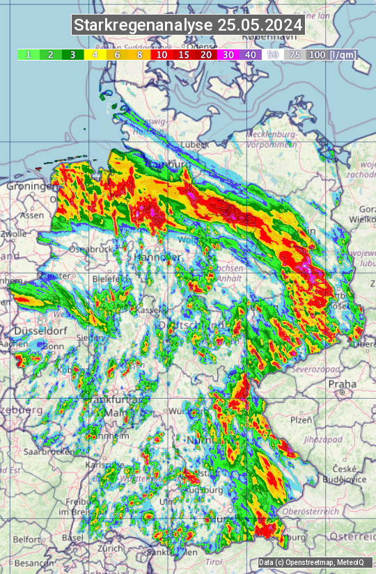 Karte mit Unwetteranalyse