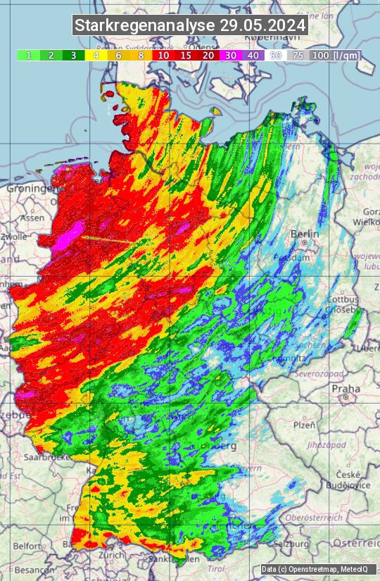 Karte mit Unwetteranalyse