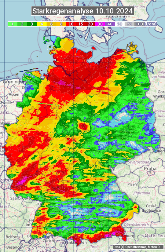 Karte mit Unwetteranalyse
