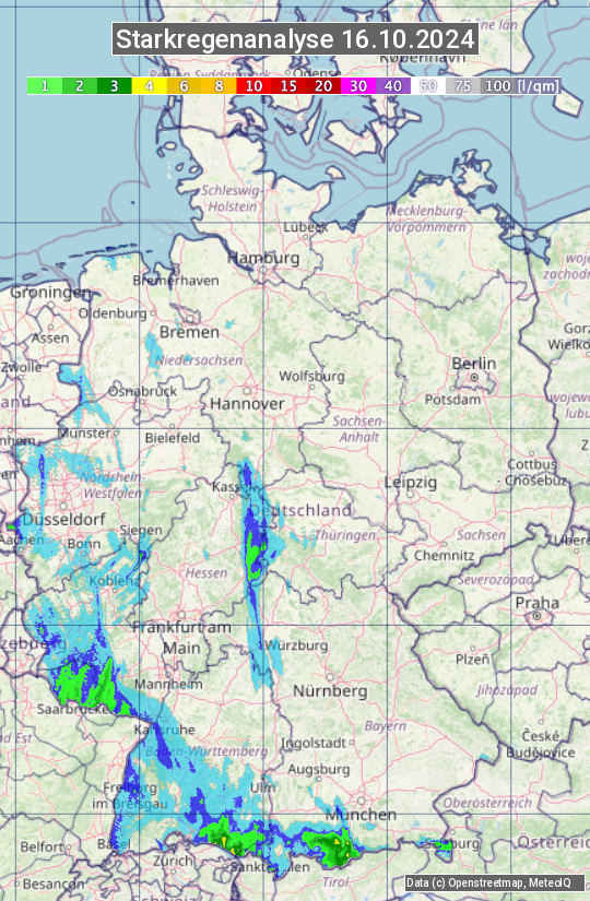 Karte mit Unwetteranalyse