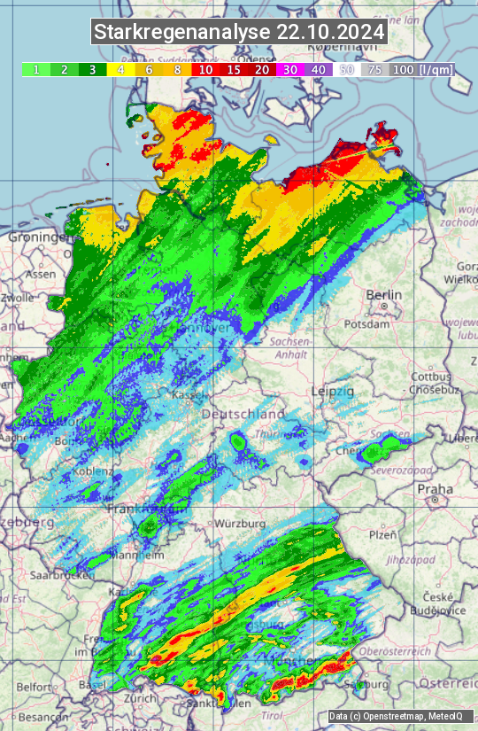Karte mit Unwetteranalyse