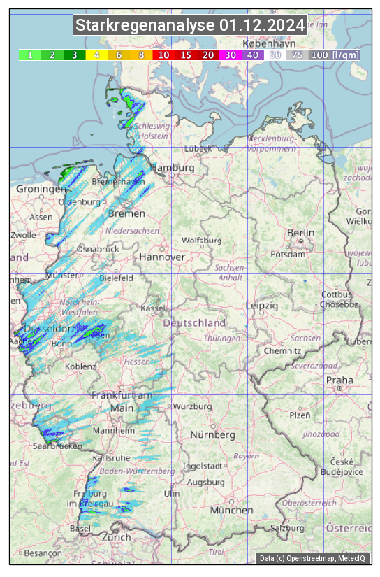 Karte mit Unwetteranalyse