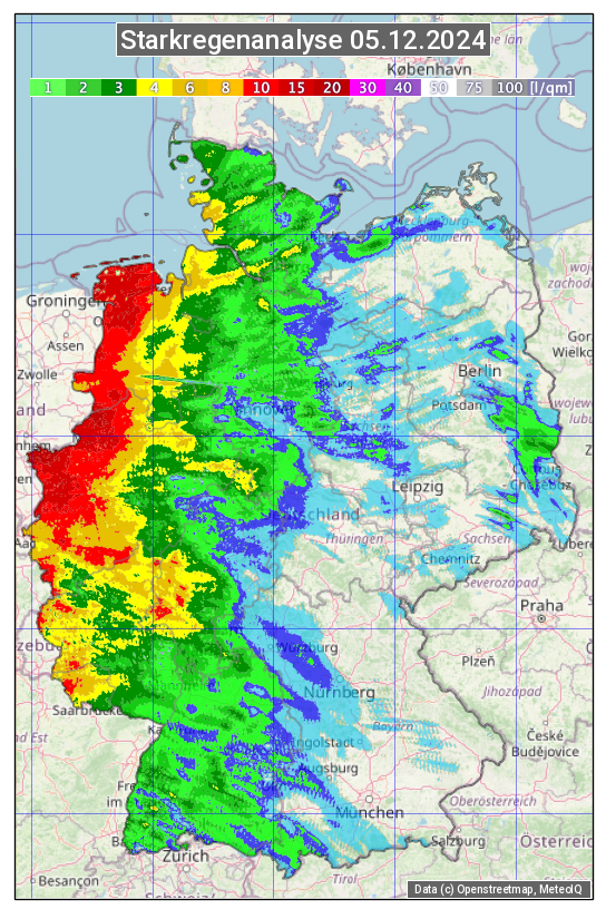 Karte mit Unwetteranalyse