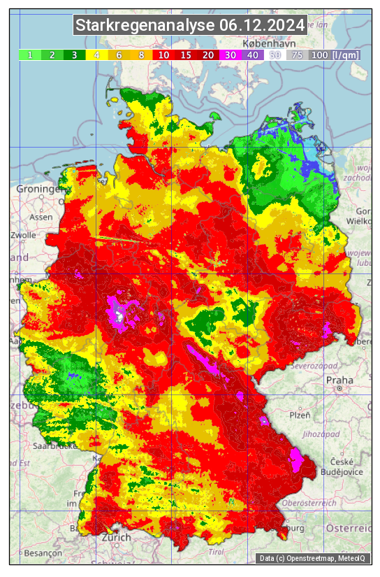 Karte mit Unwetteranalyse