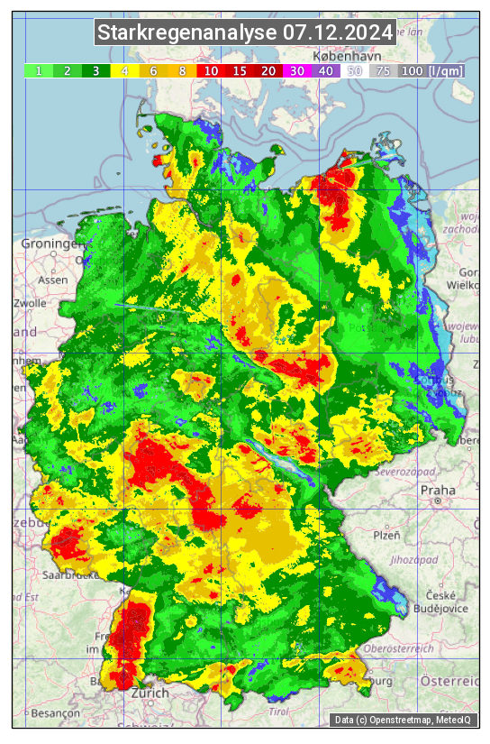 Karte mit Unwetteranalyse