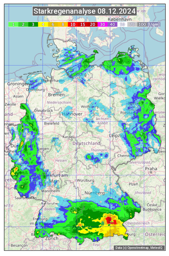 Karte mit Unwetteranalyse