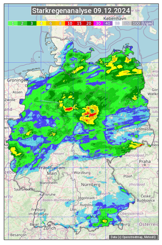 Karte mit Unwetteranalyse