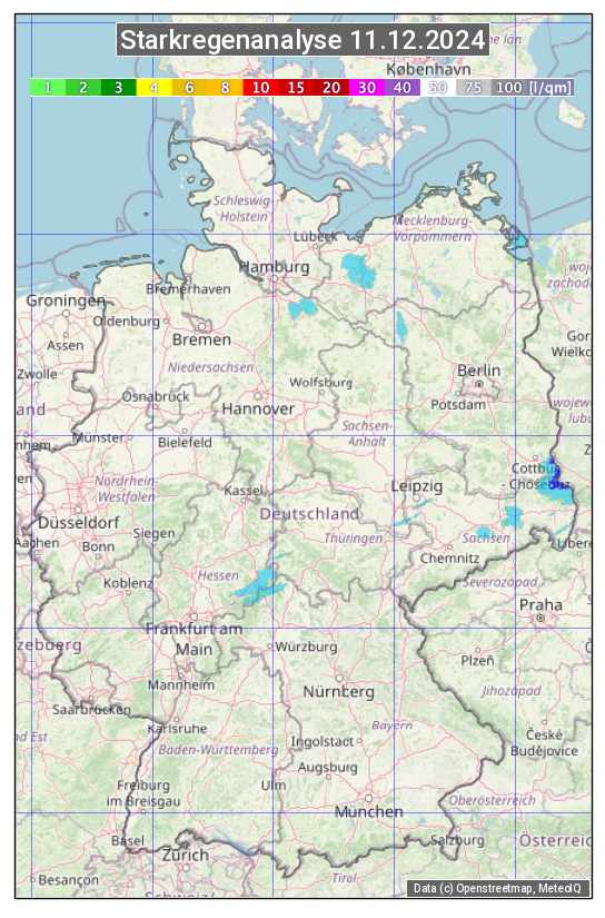 Karte mit Unwetteranalyse