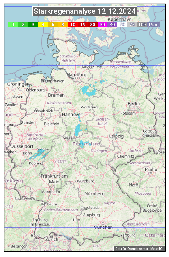 Karte mit Unwetteranalyse