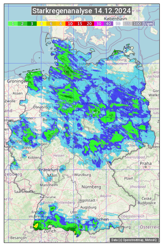 Karte mit Unwetteranalyse