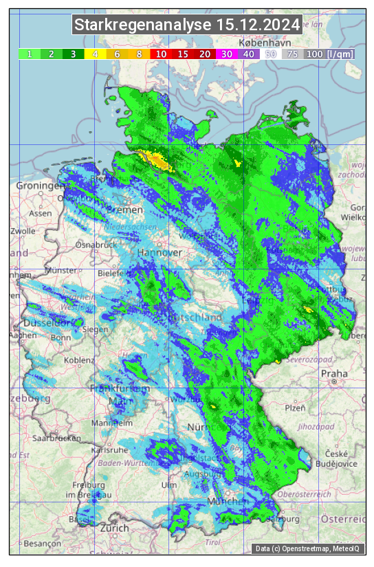 Karte mit Unwetteranalyse