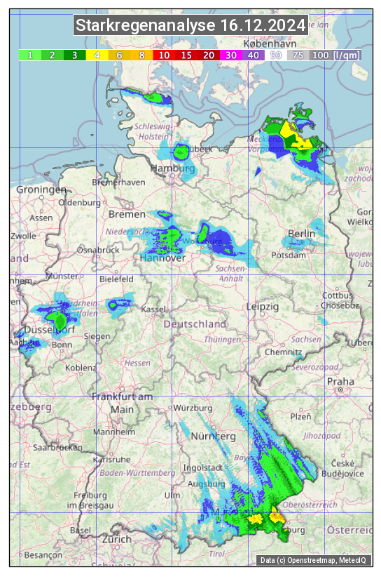 Karte mit Unwetteranalyse