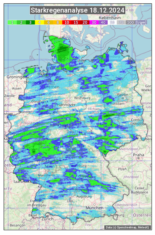 Karte mit Unwetteranalyse