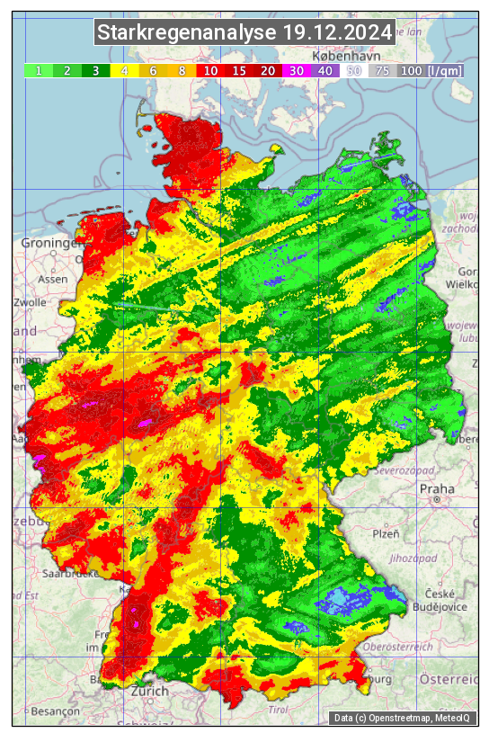 Karte mit Unwetteranalyse