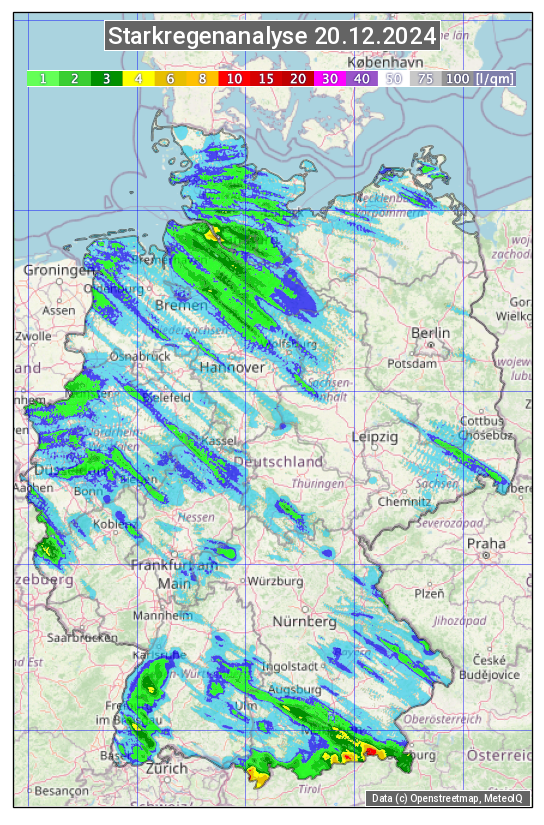 Karte mit Unwetteranalyse