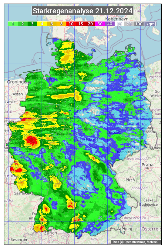 Karte mit Unwetteranalyse