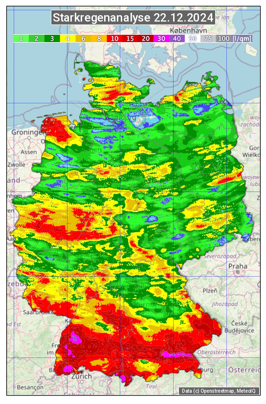 Karte mit Unwetteranalyse