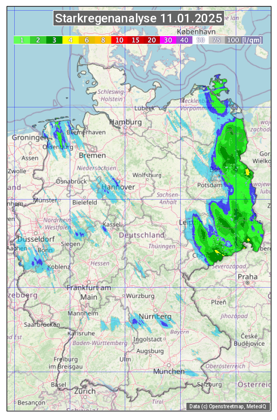 Karte mit Unwetteranalyse