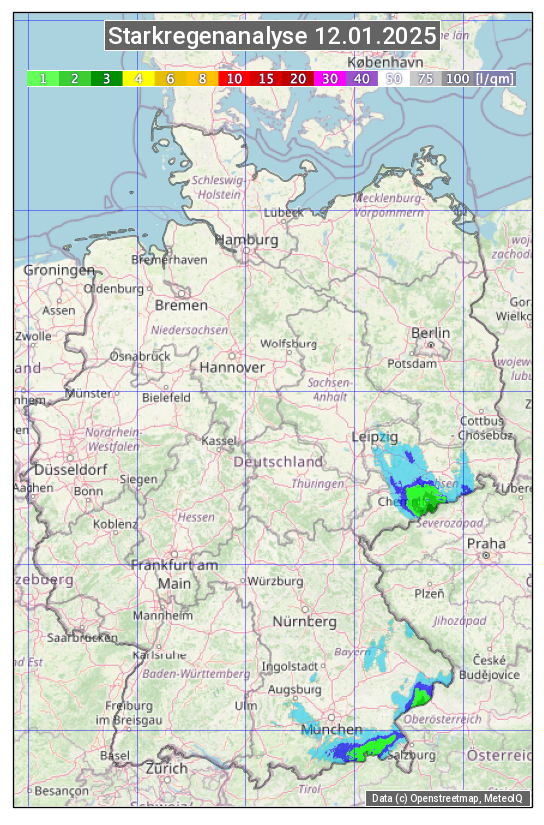 Karte mit Unwetteranalyse