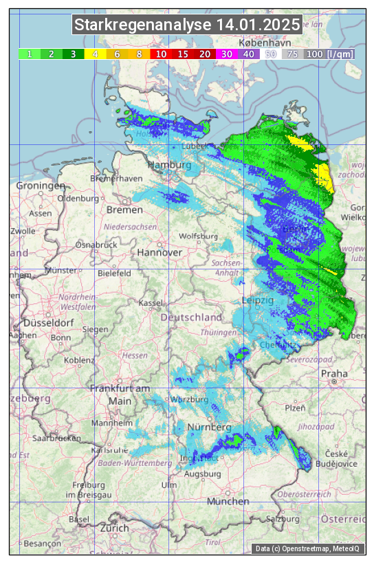 Karte mit Unwetteranalyse