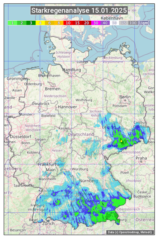 Karte mit Unwetteranalyse