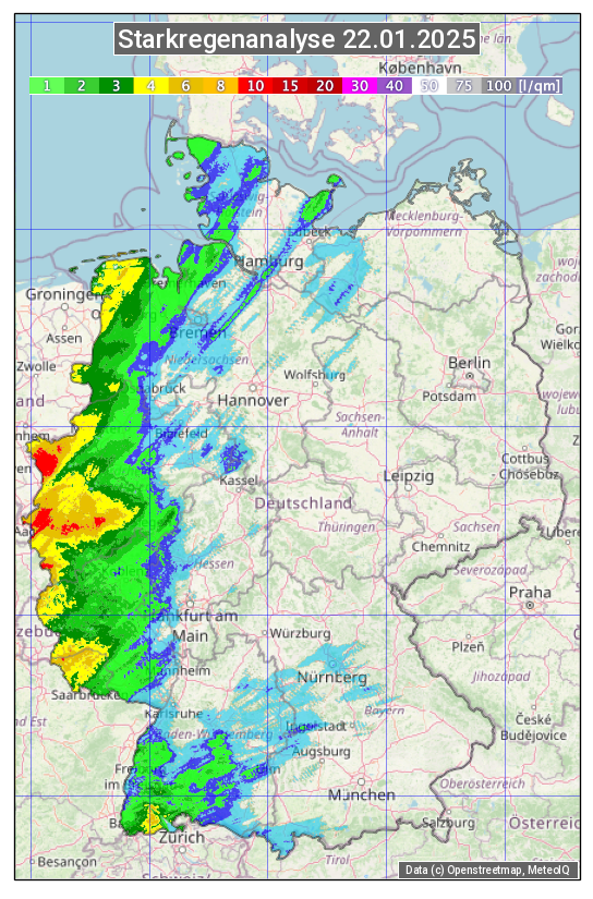 Karte mit Unwetteranalyse