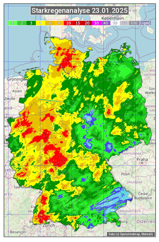 Karte mit Unwetteranalyse