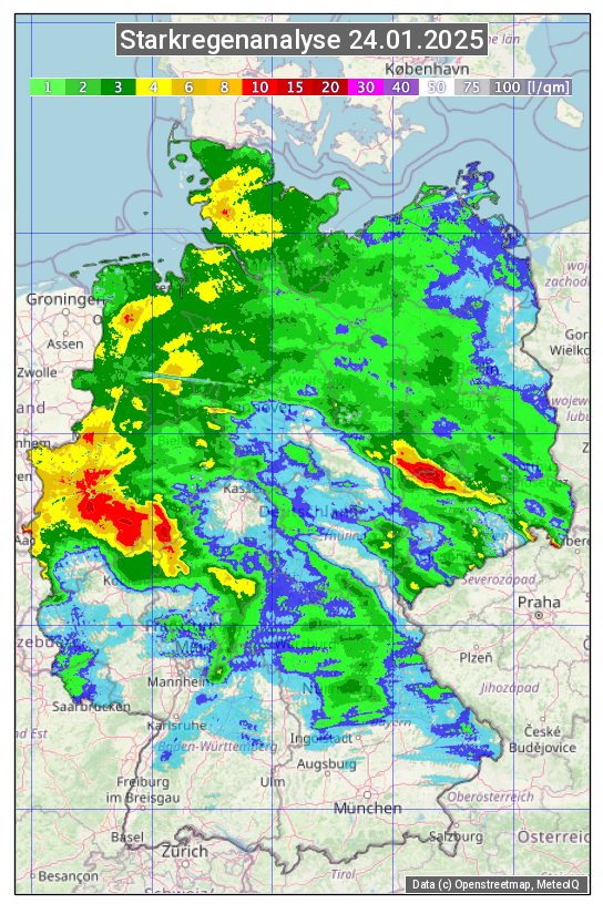 Karte mit Unwetteranalyse