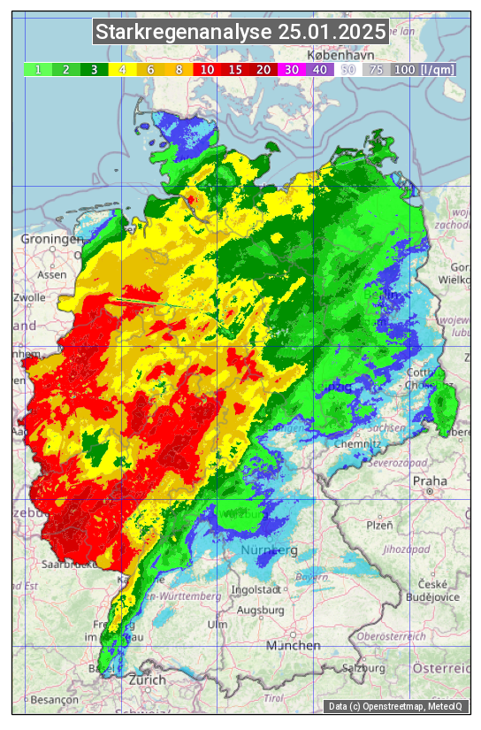 Karte mit Unwetteranalyse