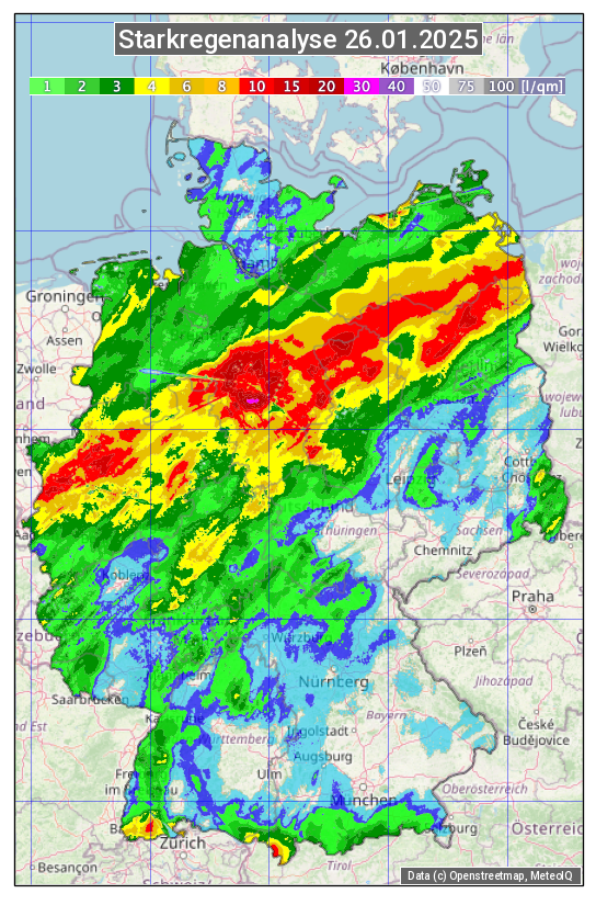 Karte mit Unwetteranalyse