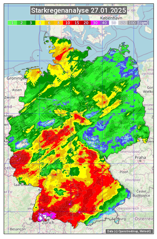 Karte mit Unwetteranalyse