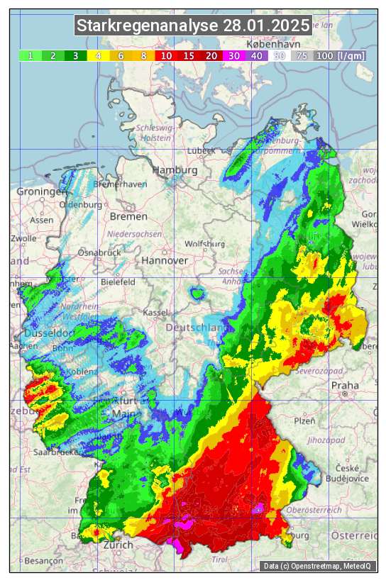 Karte mit Unwetteranalyse