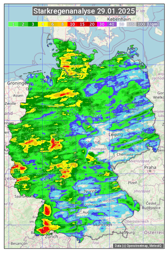 Karte mit Unwetteranalyse