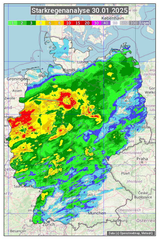 Karte mit Unwetteranalyse