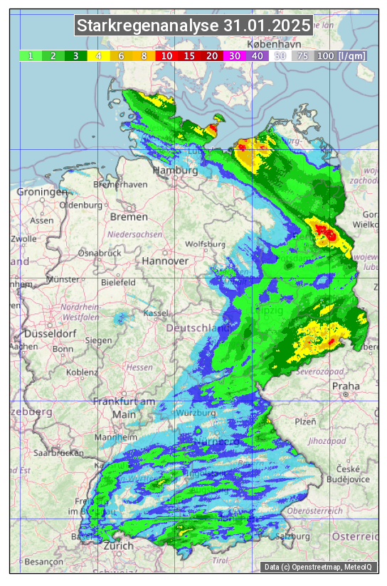 Karte mit Unwetteranalyse