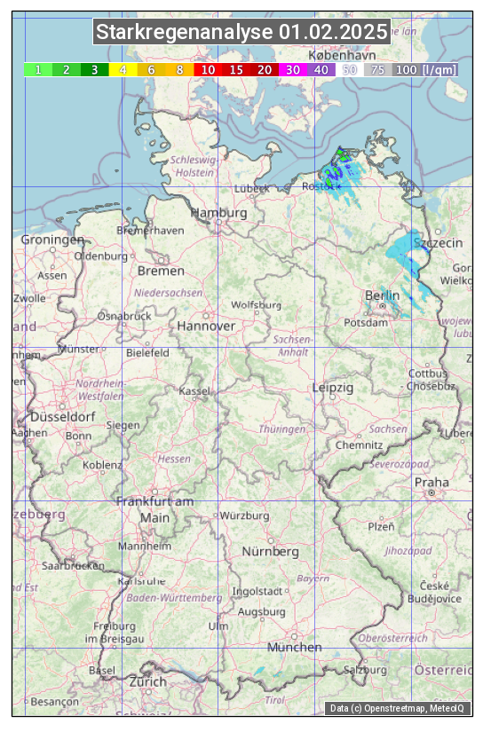 Karte mit Unwetteranalyse