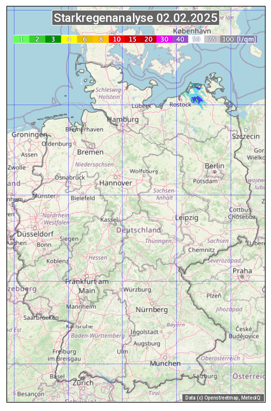 Karte mit Unwetteranalyse