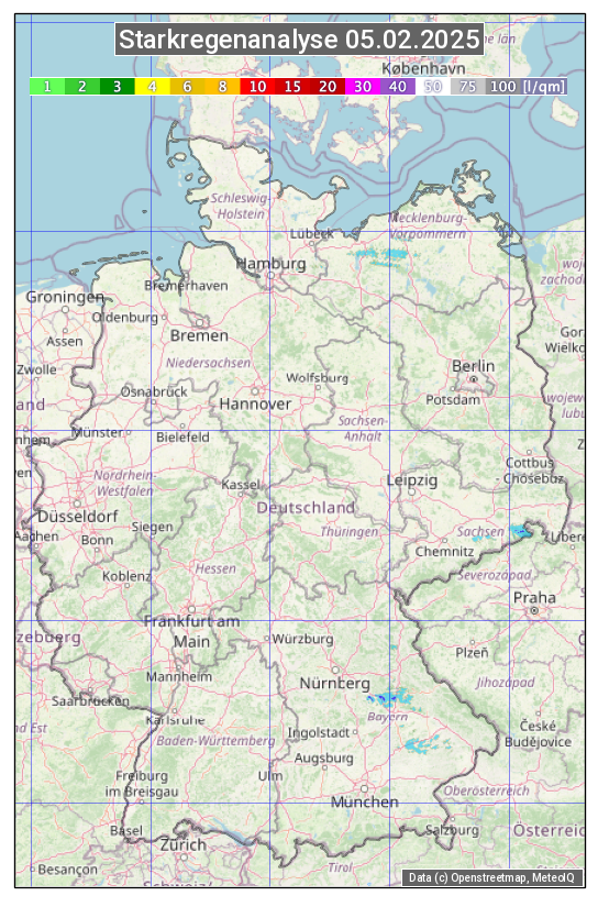 Karte mit Unwetteranalyse