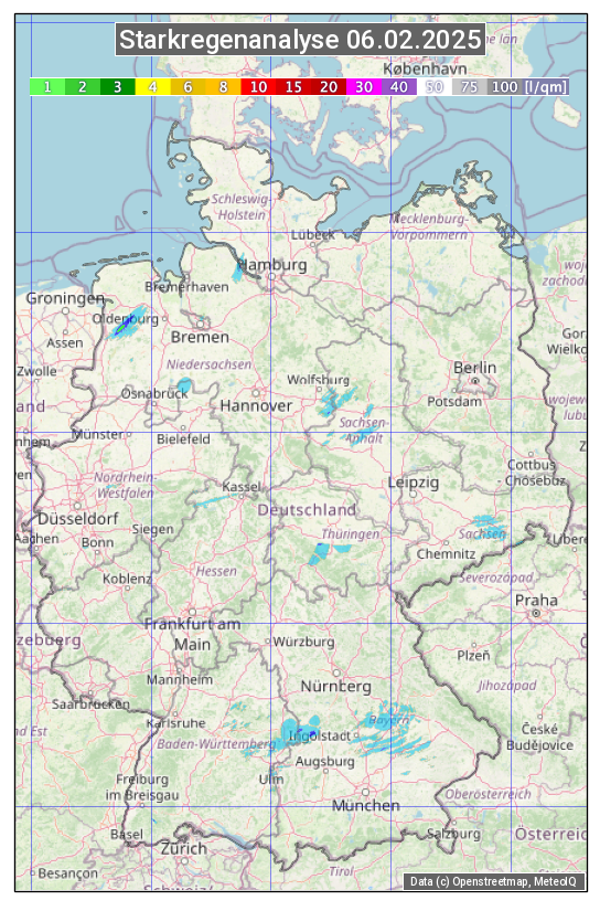 Karte mit Unwetteranalyse