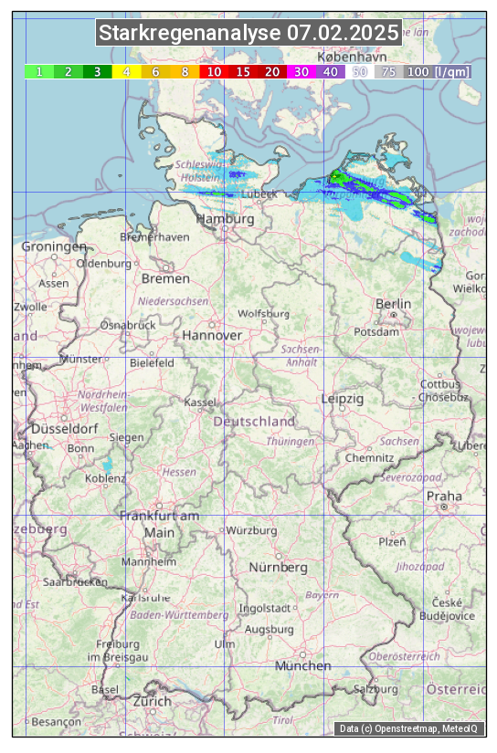 Karte mit Unwetteranalyse