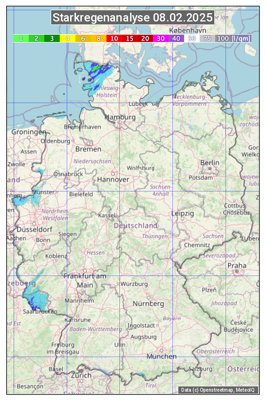 Karte mit Unwetteranalyse