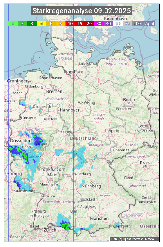 Karte mit Unwetteranalyse
